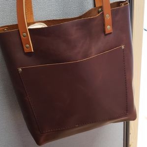 Portland leather goods medium cognac tote